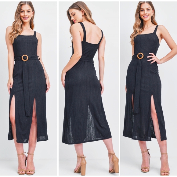 LAST ONE❗️Very J Black Ribbed Midi Dress - Picture 4 of 7